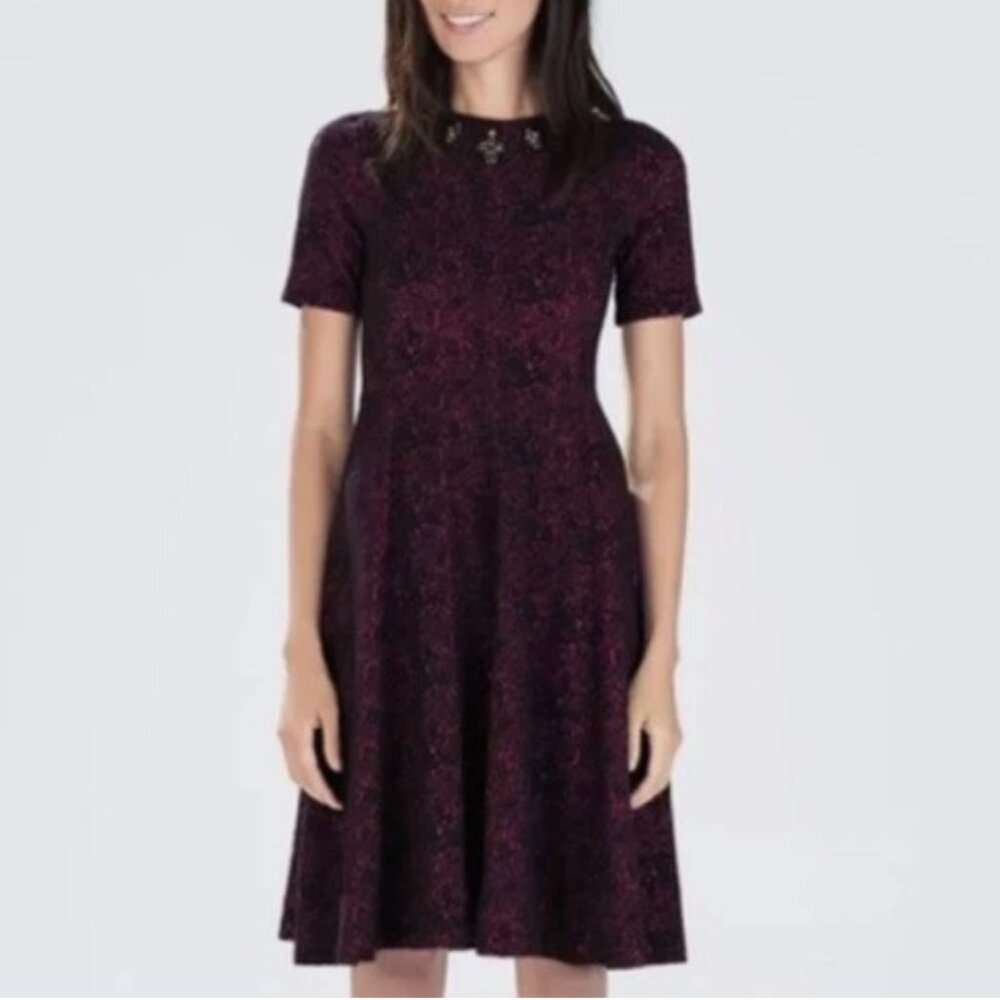 RARE! Zara Jacquard Jewel Neck Dress